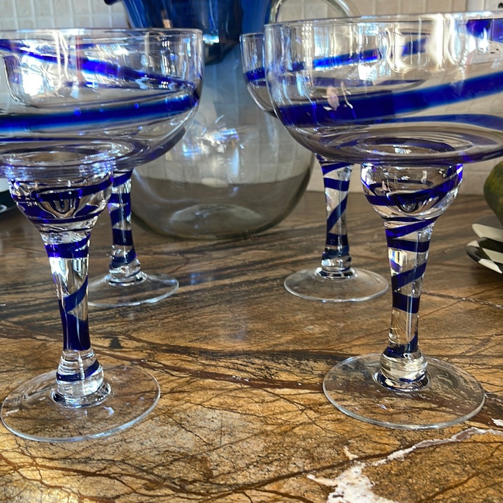 Set a four margarita glasses with pitcher